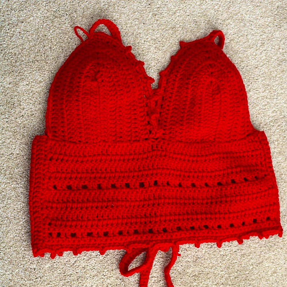 Red Handmade Crochet Crop Top